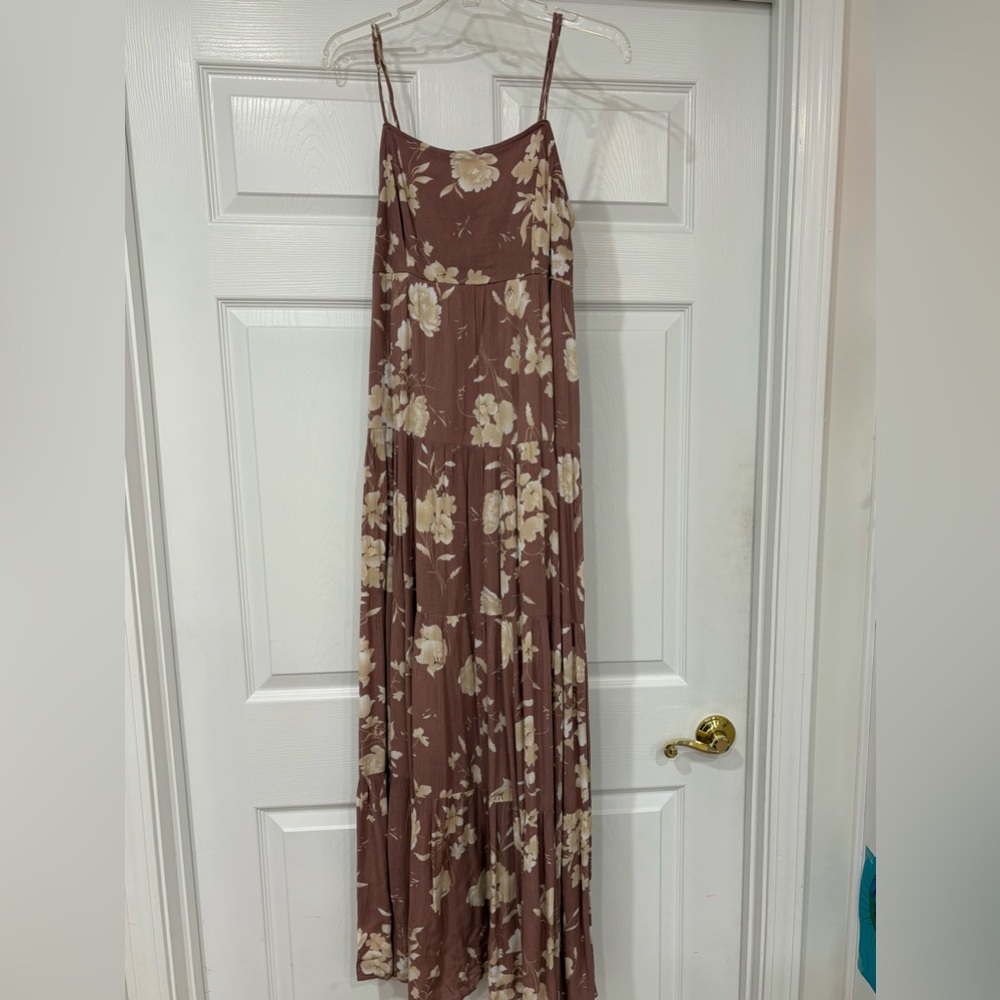 Mauve and Cream floral Maxi dress